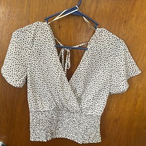 Sheer leopard crop top with tie back